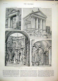 Original Old Antique Print 1897 National British Gallery Sculpture Portico Front