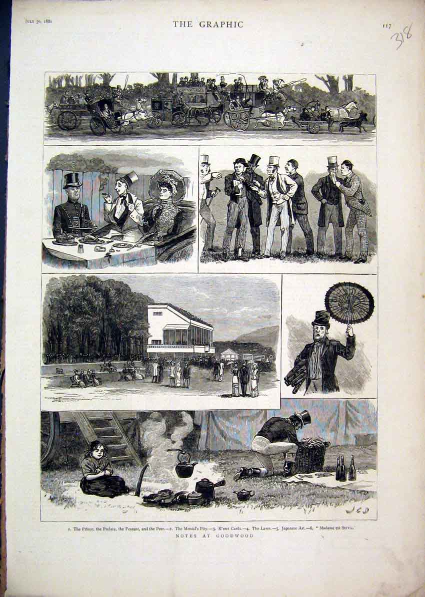 Old Antique Print 1881 Goodwood Races Prince Prelate Peasant Menial Pity 19th