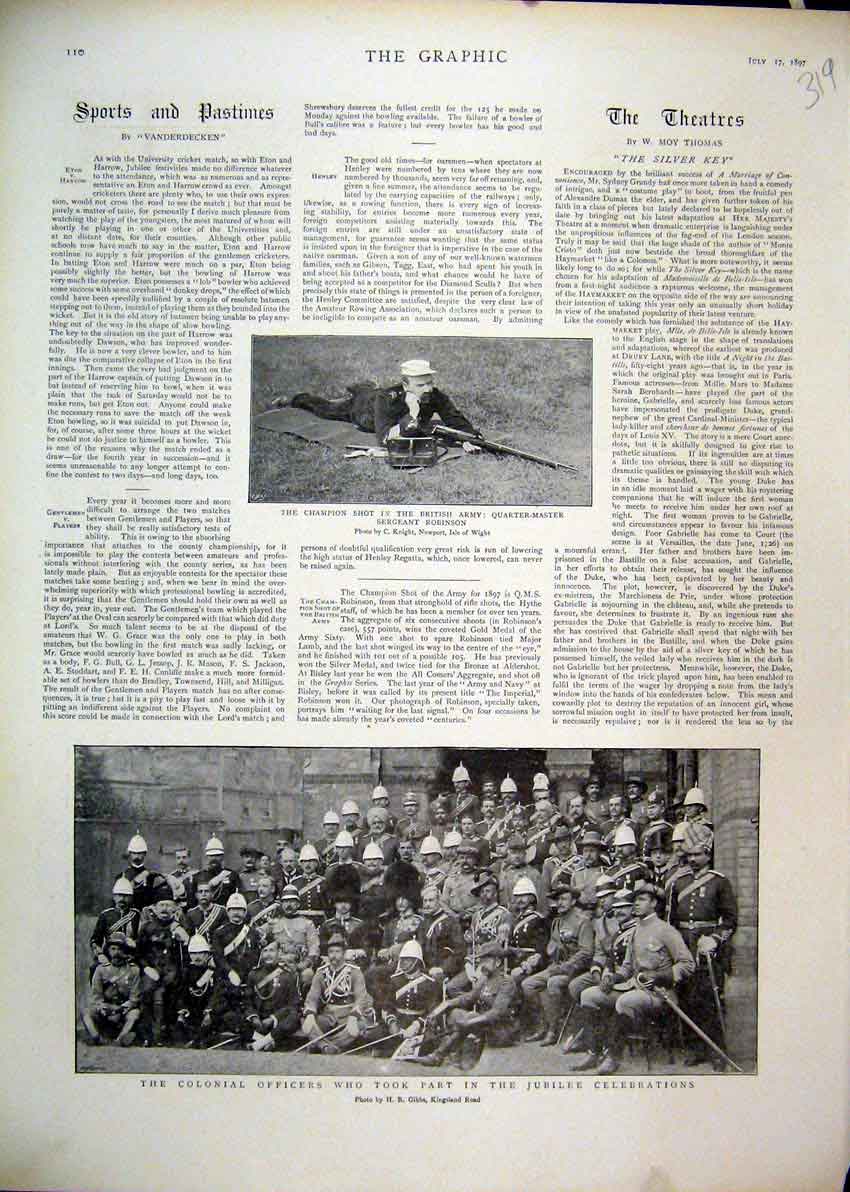 Original Old Antique Print 1897 Colonial Officers Jubille Celebrations Robinson