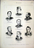 Original Old Antique Print Officers Serving Soudan Campaign 1884 Aitken Almack