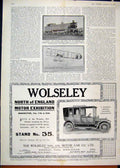 Original Old Antique Print 1911 Advert Wolseley Tool Motor Car Bristol Aeroplane