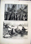 Original Old Antique Print 1873 Spain Cortes Senor Martos University Boat Race