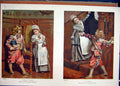 Original Old Antique Print Children Colour 1887 Playing Stairs Chair Romance