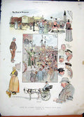 Original Old Antique Print Colour Globe Trotter Puteaux Paris C1800 Fruit 19th