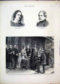 Original Old Antique Print London Flower Show 1874 Drapers Hall Garden Louise
