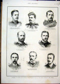 Original Old Antique Print 1885 Portraits Officers Killed Battle Soudan Darley