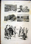 Original Old Antique Print 1885 Temple Luxor Soudan Cemetry Buckstone Stanton