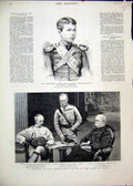 Original Old Antique Print 1884 Commanders Army India Grand Duke Nicholas Russia