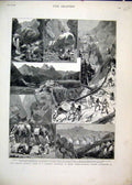 Original Old Antique Print 1884 General Kennedy Takht-I-Suleiman Afghanistan Zao