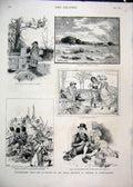 Old Antique Print 1885 Guards Defending Sandbag Battery Inkerman Hayfield 19th