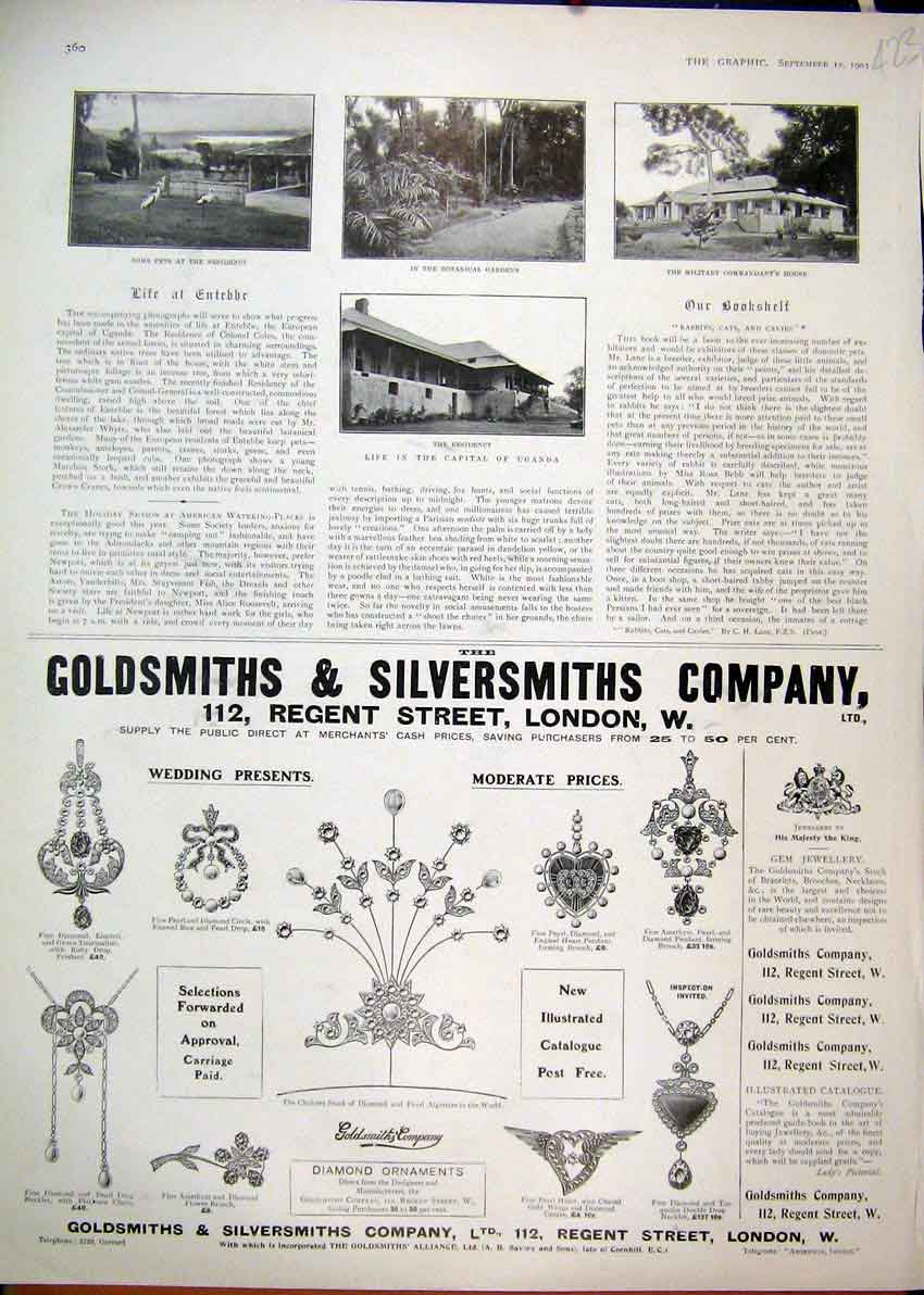Original Old Antique Print 1903 Advert Gsmith Silversmith Company Diamond Pearl