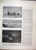 Original Old Antique Print 1903 Channel Fleet Illuminations Night Mayor Flagship