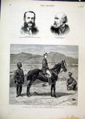 Original Old Antique Print 1879 Lieut Hamilton Cabul Horse Falconer Poole Gran