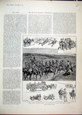 Old Antique Print Army Manoeuvres Wiltshire Blue 1903 Ambulance Car Horse 20th