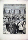 Original Old Antique Print 1872 Reception International Exhibition Albert Hall