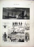 Original Old Antique Print 1878 Sunderland Life Brigade Slaver Ship Novo Redondo