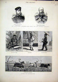 Old Antique Print 1882 Panslavonic Skobeleff Australia Cattle Horse Whip 19th