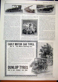 Old Antique Print 1913 Advert Dunlop Motor Car Tyres Water Cooled Airship 20th