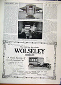 Original Old Antique Print 1910 Advert Wolseley Motor Car Siddeley Field Kitchen