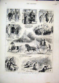 Original Old Antique Print 1879 Zulu War Horse Carriage Shooting Smoking Comedy