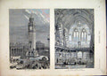 Original Old Antique Print 1874 Albert Memorial Street Library Queens College