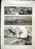Original Old Antique Print 1888 Gulf Excelsior Geyser Rocky Mountains Tent Hotel