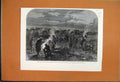 Original Old Antique Print 1886 Prussian Provision Train Field Camp Sadowa 19th