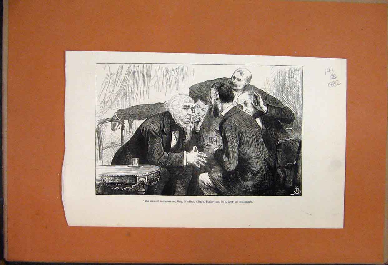 Original Old Antique Print 1882 Conveyances Grip Hfast Clench Binder Men 19th