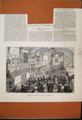 Original Old Antique Print 1882 Industrial Fine Arts Exhibition Peterborough
