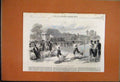 Original Old Antique Print 1867 Snow Shoe Race Cyrstal Palace Men Running 19th