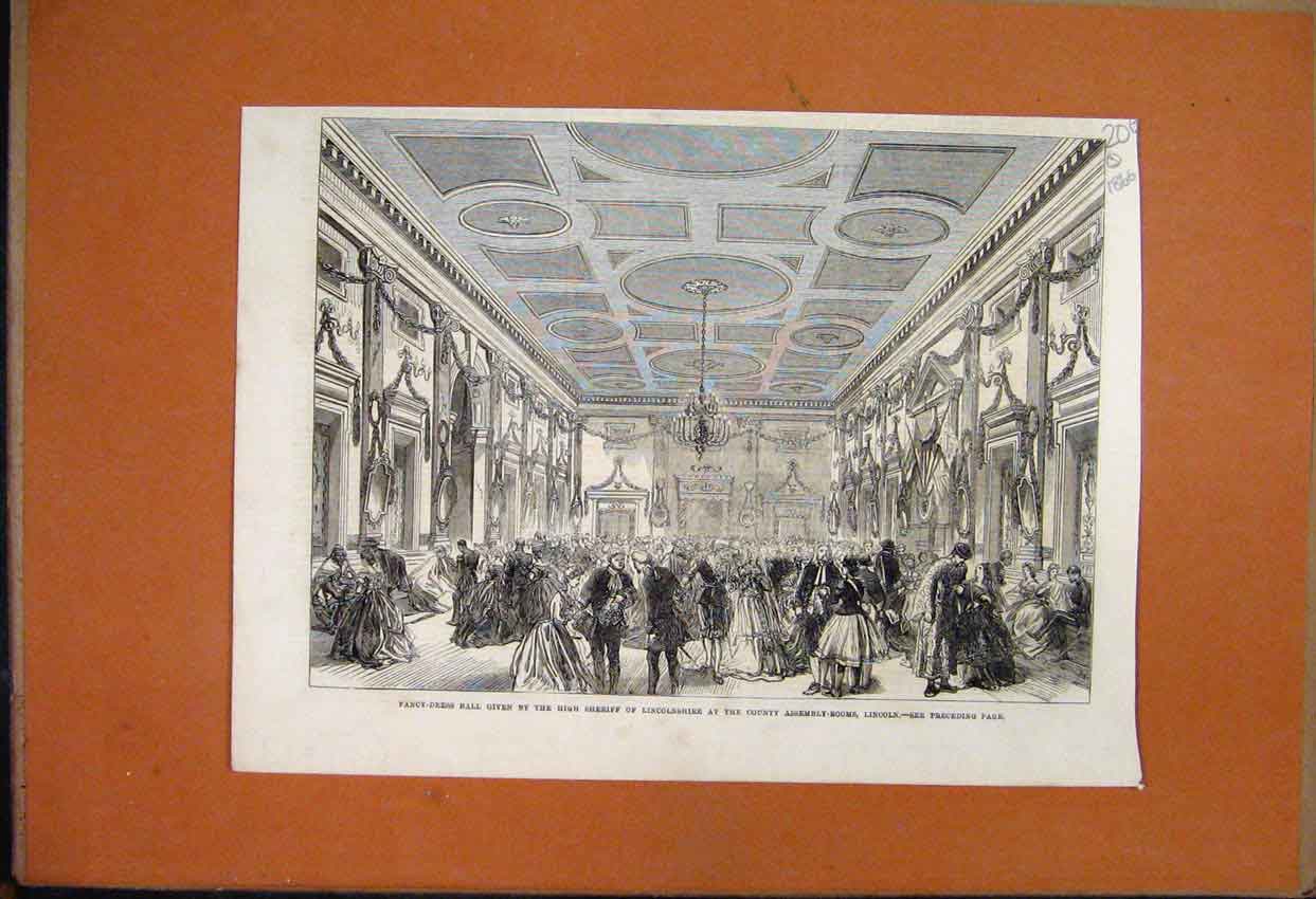 Original Old Antique Print 1866 Trentham Staffordshire Meet Barlaston Ball 19th