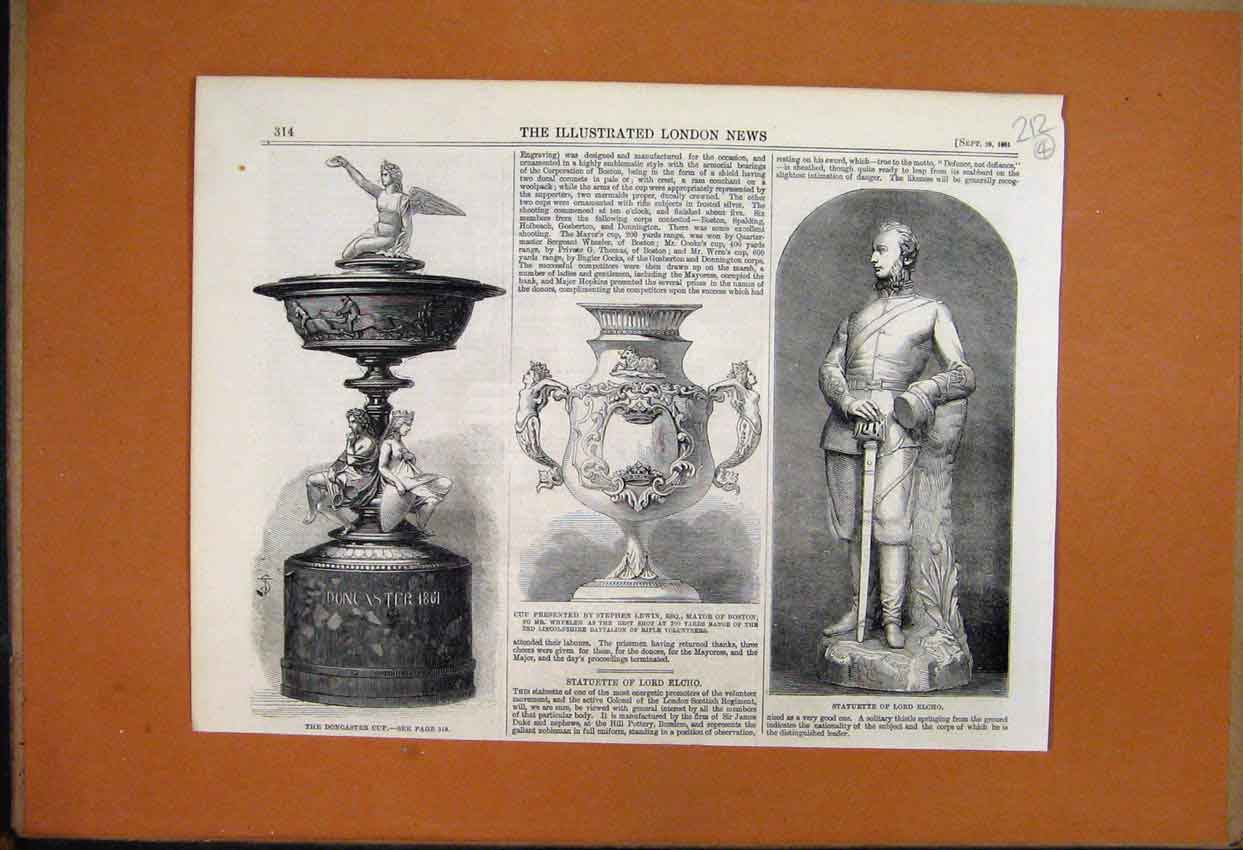 Original Old Antique Print 1856 Chateau Eleanora Louisa Lord Brougham Cannes