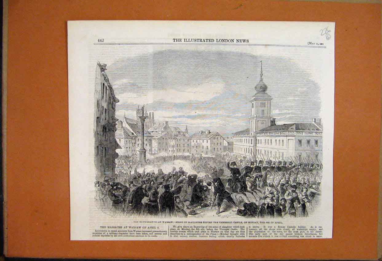 Original Old Antique Print 1865 Chateau Arenenberg Switzerland Napoleon 19th