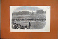 Original Old Antique Print 1864 Volunteer Review Hyde Park Prince Wales Staff