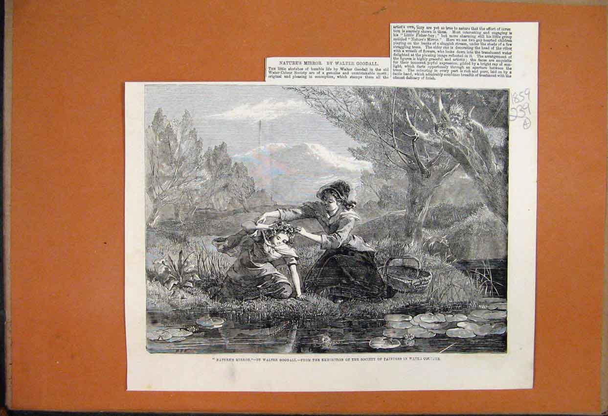 Old Antique Print 1859 River Scene Wales Salmon Fishing Weighing A Rolfe 19th