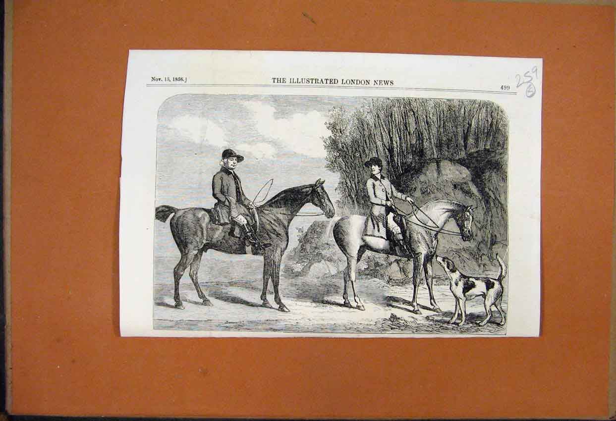 Original Old Antique Print 1857 Odd Trick Winner Cambridgeshire Stakes Newmarket