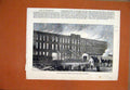 Original Old Antique Print 1873 Fire Railway Carriage Works Platting Manchester