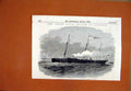 Original Old Antique Print 1856 Gun Boat Grand Naval Review Spithead Flotilla