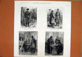 Original Old Antique Print 1880 Russian Frontier Cossacks Peasants Clergymen