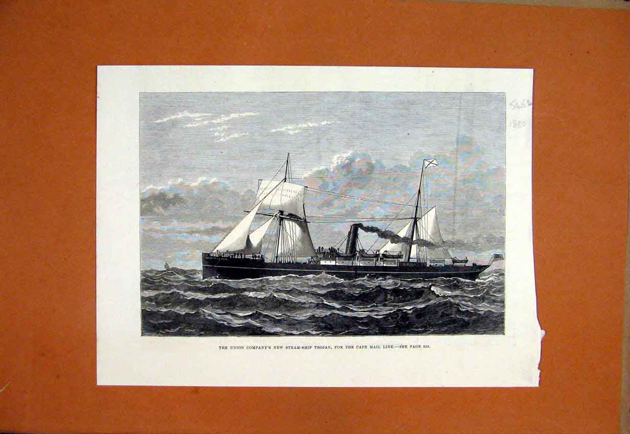 Old Antique Print 1880 Royal Visit Cornwall Princess Wales River Fal Boat 19th