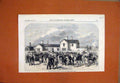 Original Old Antique Print 1865 Vessels Ashore Batten Bay Plymouth Sound Gale