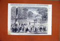 Original Old Antique Print 1861 British Champs Elysees Wooden Horses Victorian