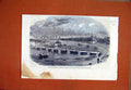 Original Old Antique Print 1861 Military Engineers Glasgow Pontoon Bridge Clyde