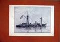 Original Old Antique Print 1889 Types French Navy Armoured Ship Duguesclin Sea