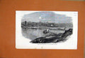 Original Old Antique Print 1865 Laying Foundation-Stone New Bridge Prague River