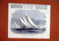 Original Old Antique Print Royal Thames Yacht Club Match 1858 Northfleet Hope