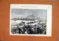 Original Old Antique Print 1874 Double Sculling-Match Thames River Finish Line