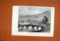 Original Old Antique Print 1876 Castle Bridge Blagai Herzegovina River 19th