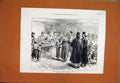 Original Old Antique Print 1876 Soup Kitchen Homeless Peasants Belgrade Sketch