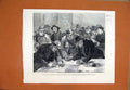 Old Antique Print 1876 Agricultural Labourers Hall Union Signing Petition 19th